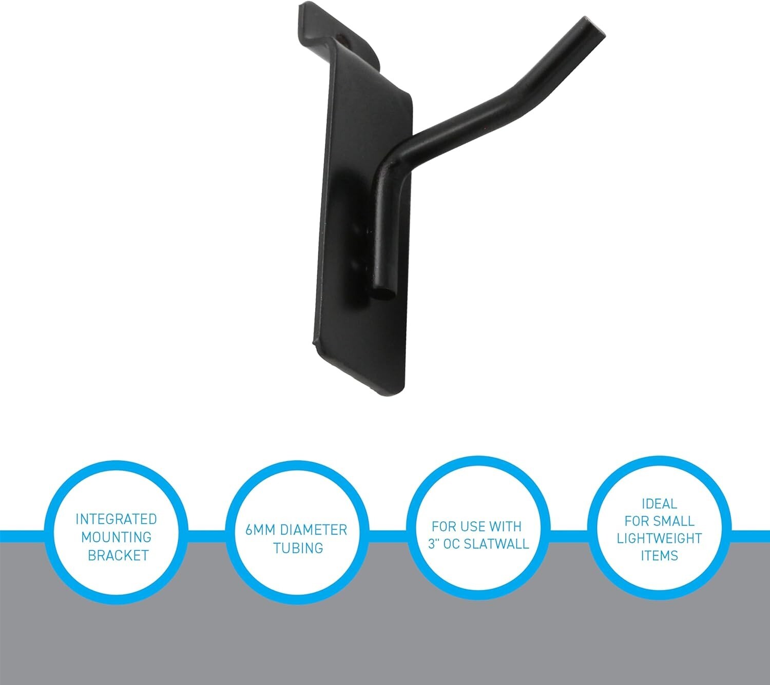 Slatwall Metal Peg Hooks 100 Black 2″ Slat Wall Display 6mm Diameter Tubing