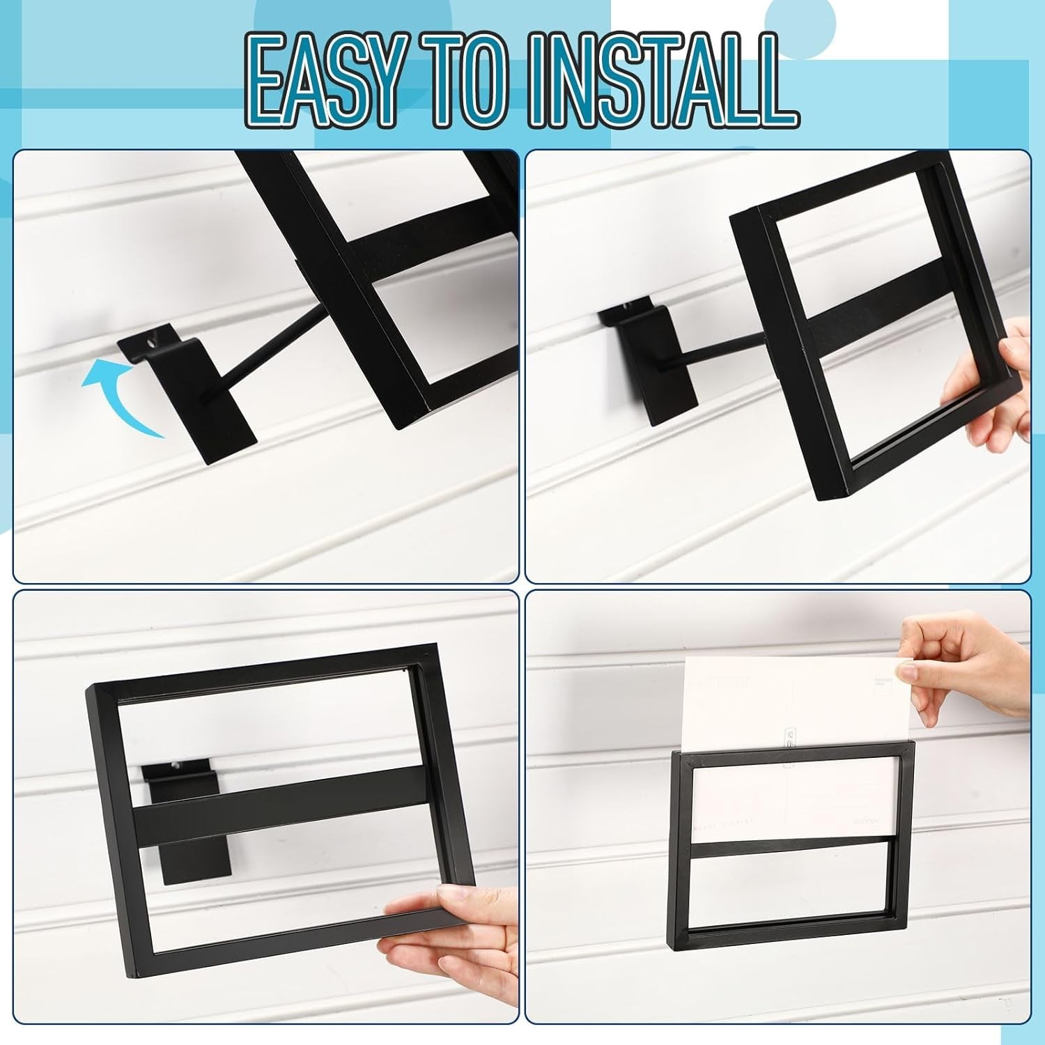 4 Pcs Rectangular Faceout Sign Holders for Slatwall Holds Gridwall Acc. 7″x5.5″