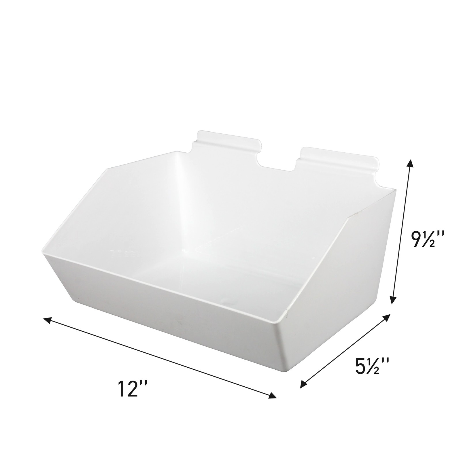 SSWBasics Slat Wall Accessory – Set of 2, 12 x 5 ½ x 9 ½ Inch White Plastic