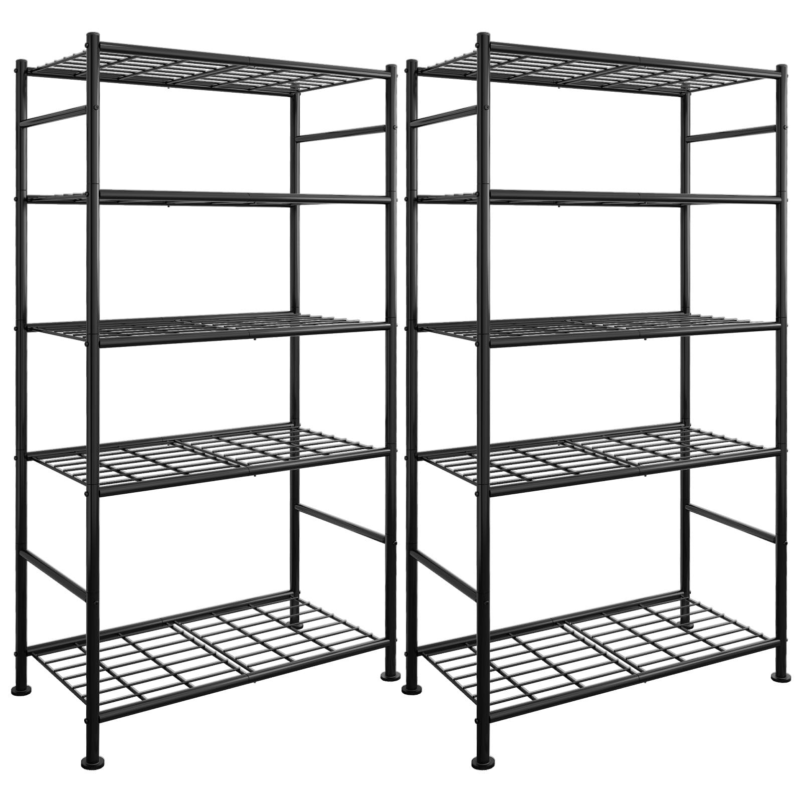 Sakugi Storage Racks – 2 Pack, 5-Tier 33.5″ x 12.6″ x 72″(2-pack), Black
