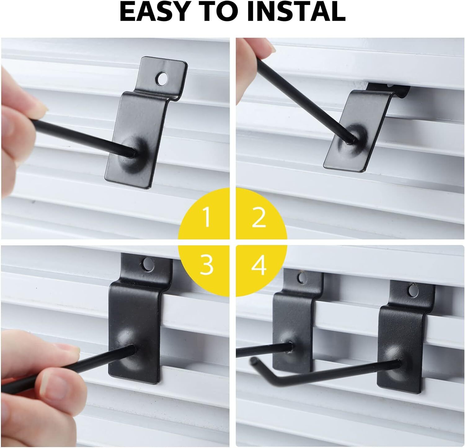 50 Packs Slatwall Hooks 4 Inch 6 Inch Panel Display Hooks Metal Slat Wall Black