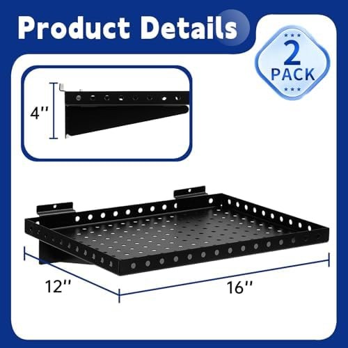 Heavy Duty Slatwall Shelf 16x12Inch, Steel Slatwall Accessories Storage Rack …