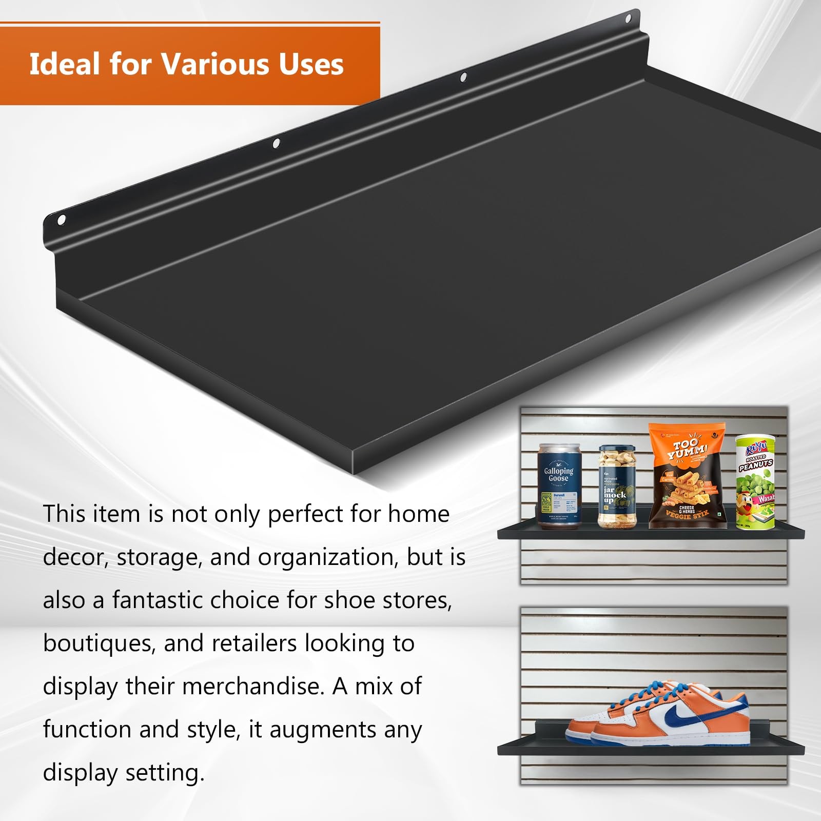 PEKGRIL 17X8 Inch Large Slatwall Shelves Set of 2, Metal Slat Wall Shelves Ac…