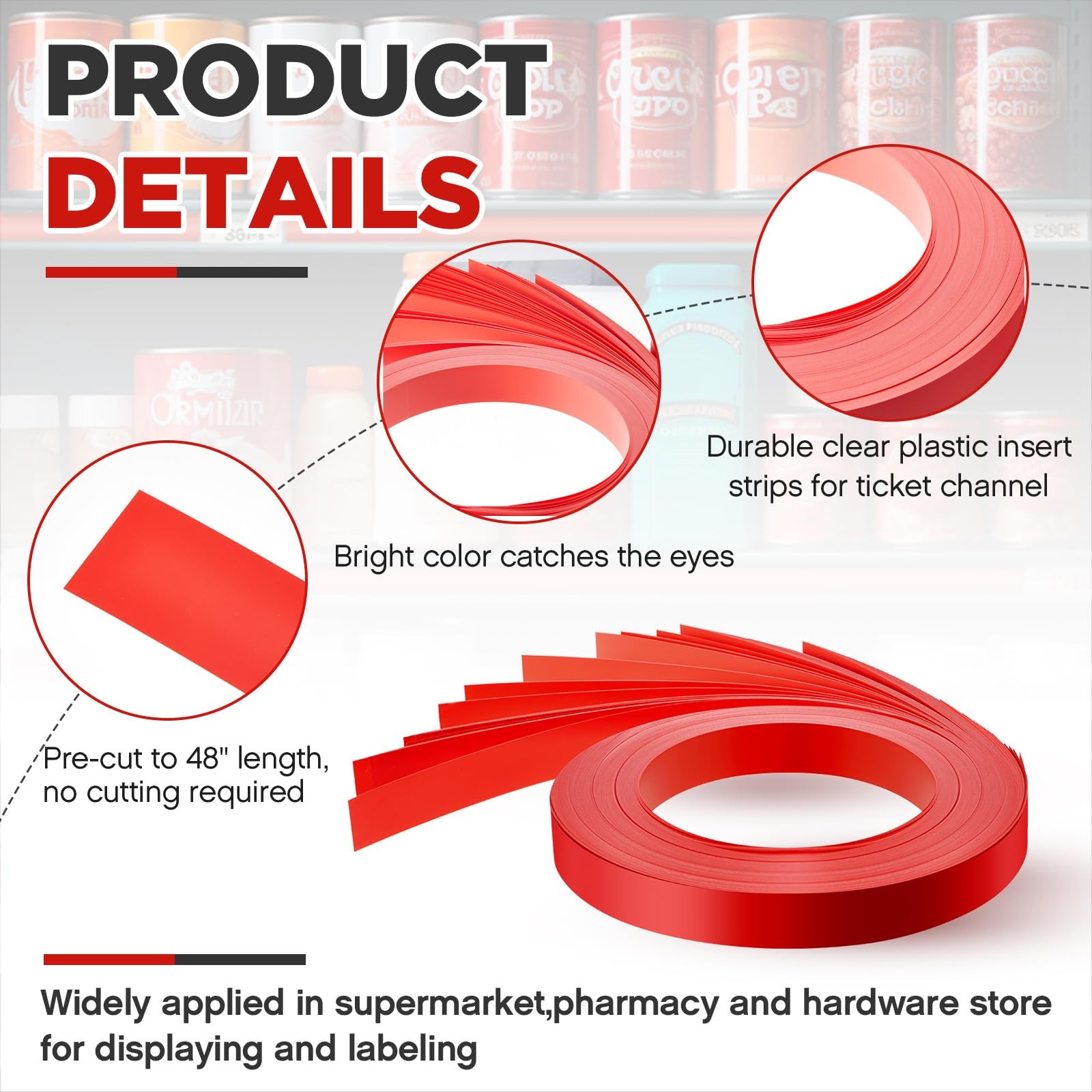 Frienda 100x Red Gondola Shelf Inserts 48″ C Channel