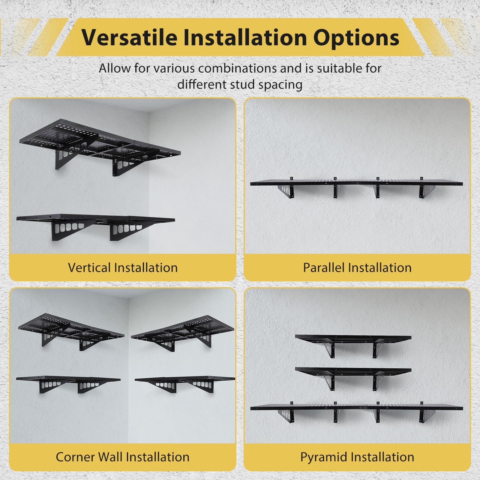 2 Pack Garage Wall Shelves, 48″X 20″ Garage Shelving Wall Mounted, 2 PACK