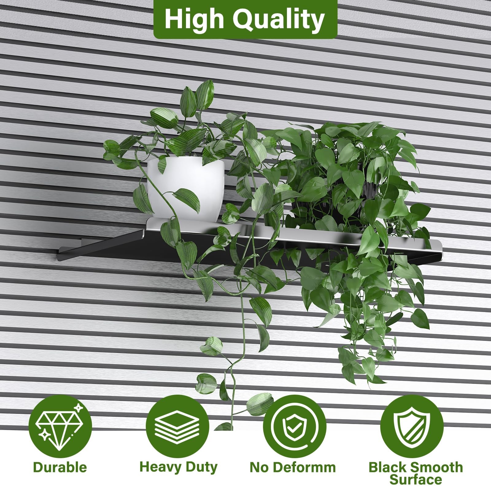 MQKIWAO 2 Pack 17X10 Inch Large Slatwall Shelves, Metal Slat Wall Shelves Acc…