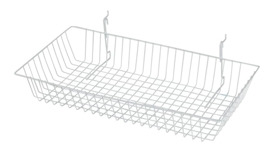 Slatwall & Wire Grid Wire Basket White Grid 24″ x 12″ x 4″ Powder Coat
