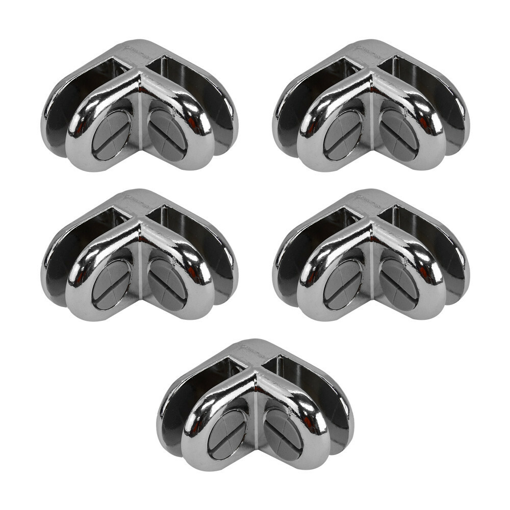 50 PCS CHROME 2 Way Glass Cube Connector Clip 3/16″ Tempered Glass Shelf