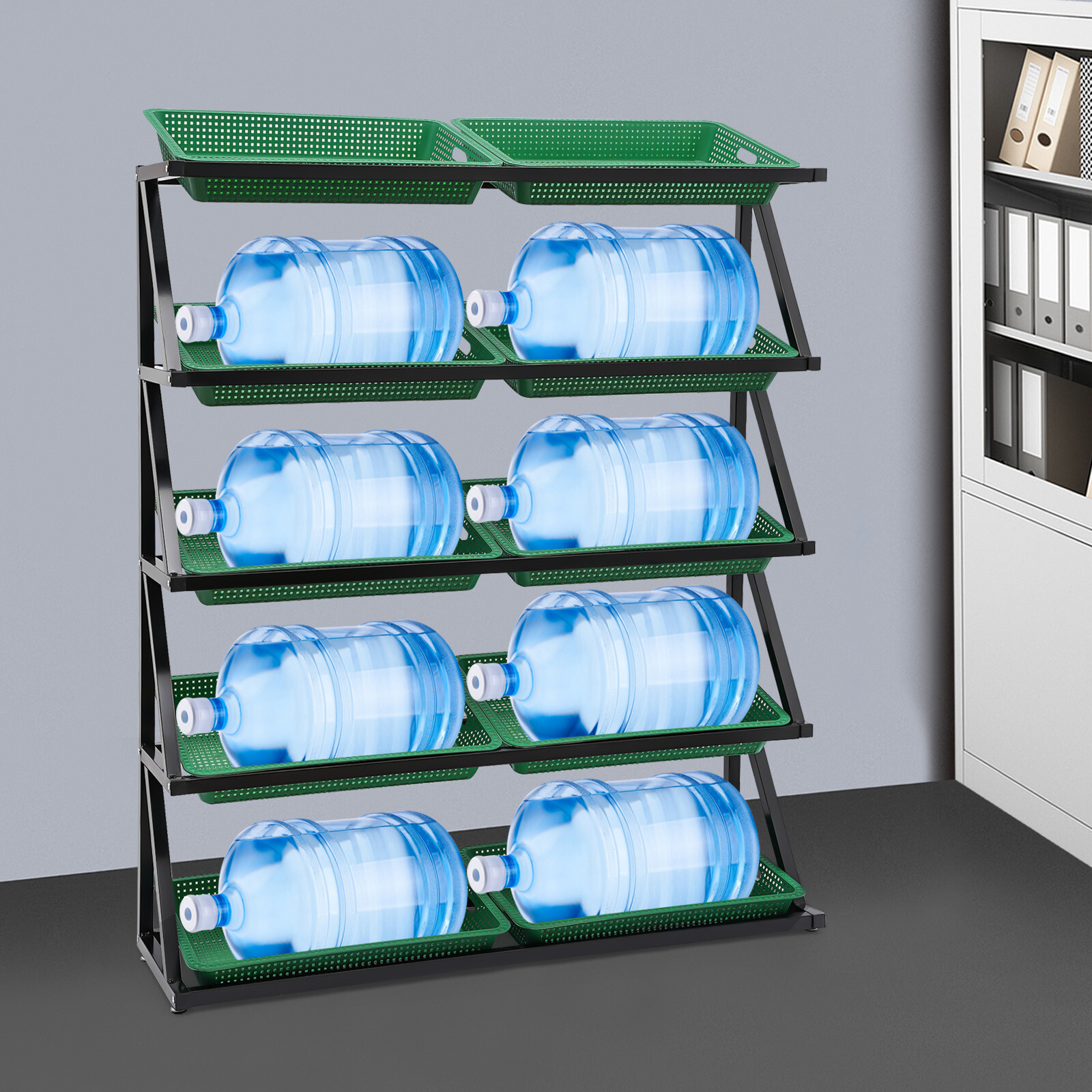Retail Display Rack Market Shelf Merchandiser Fruit Vegetable Snack w/ 10XBasket