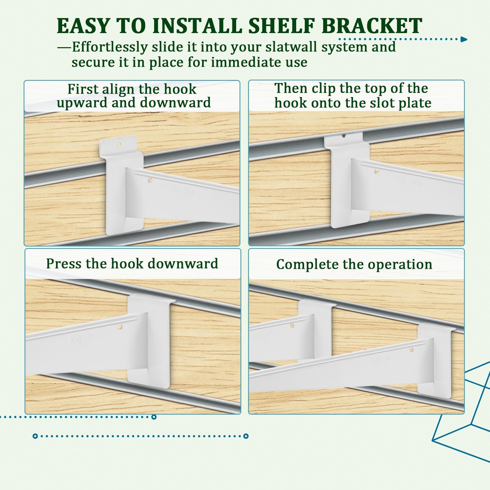 10 Inch Slat Wall Knife Shelf Bracket 10 Pack Heavy Duty White Lip Support