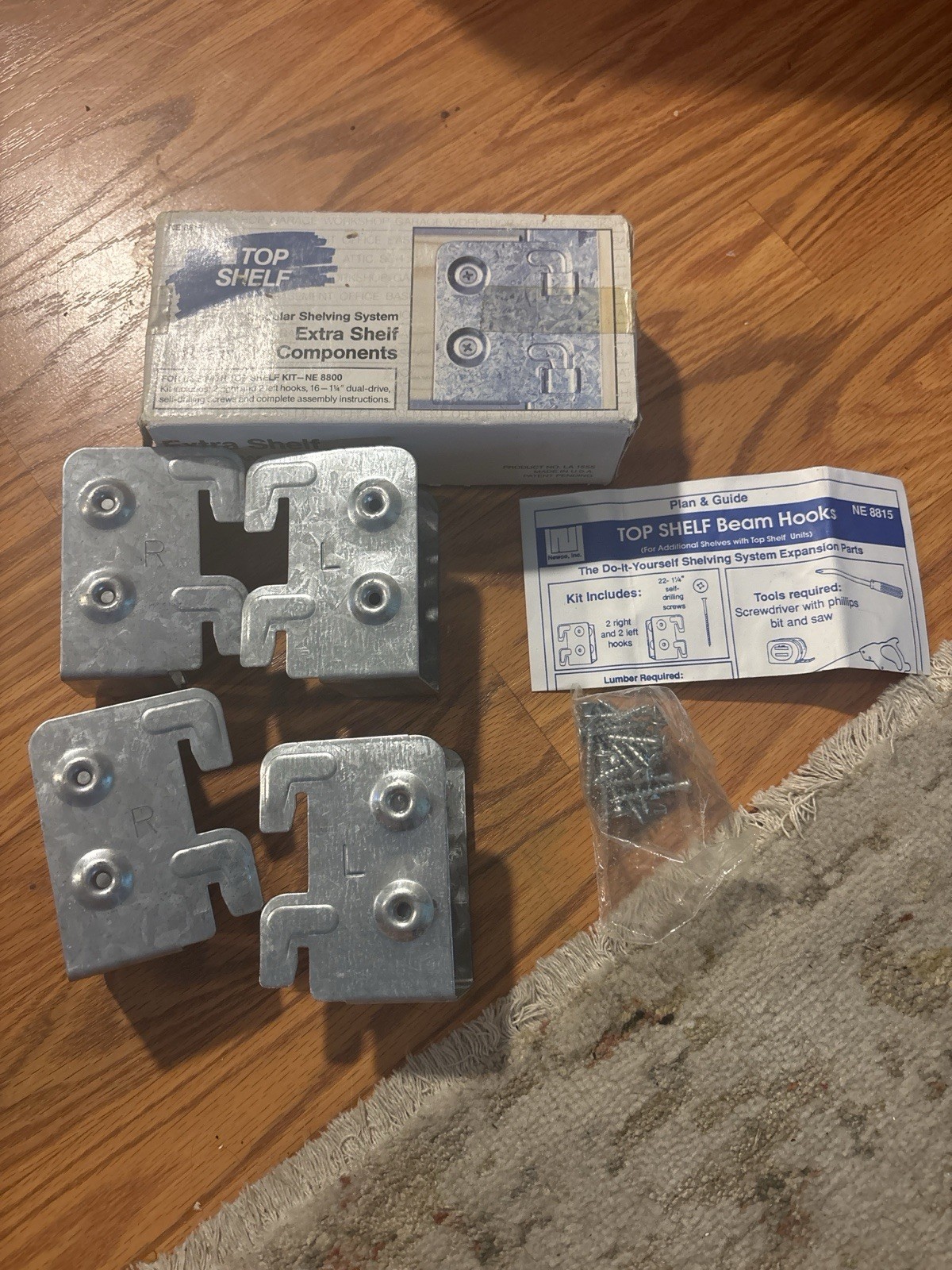 Top Shelf NE 8815 Extra Shelf Hardware Components Beam Hooks Kit Garage Shelving