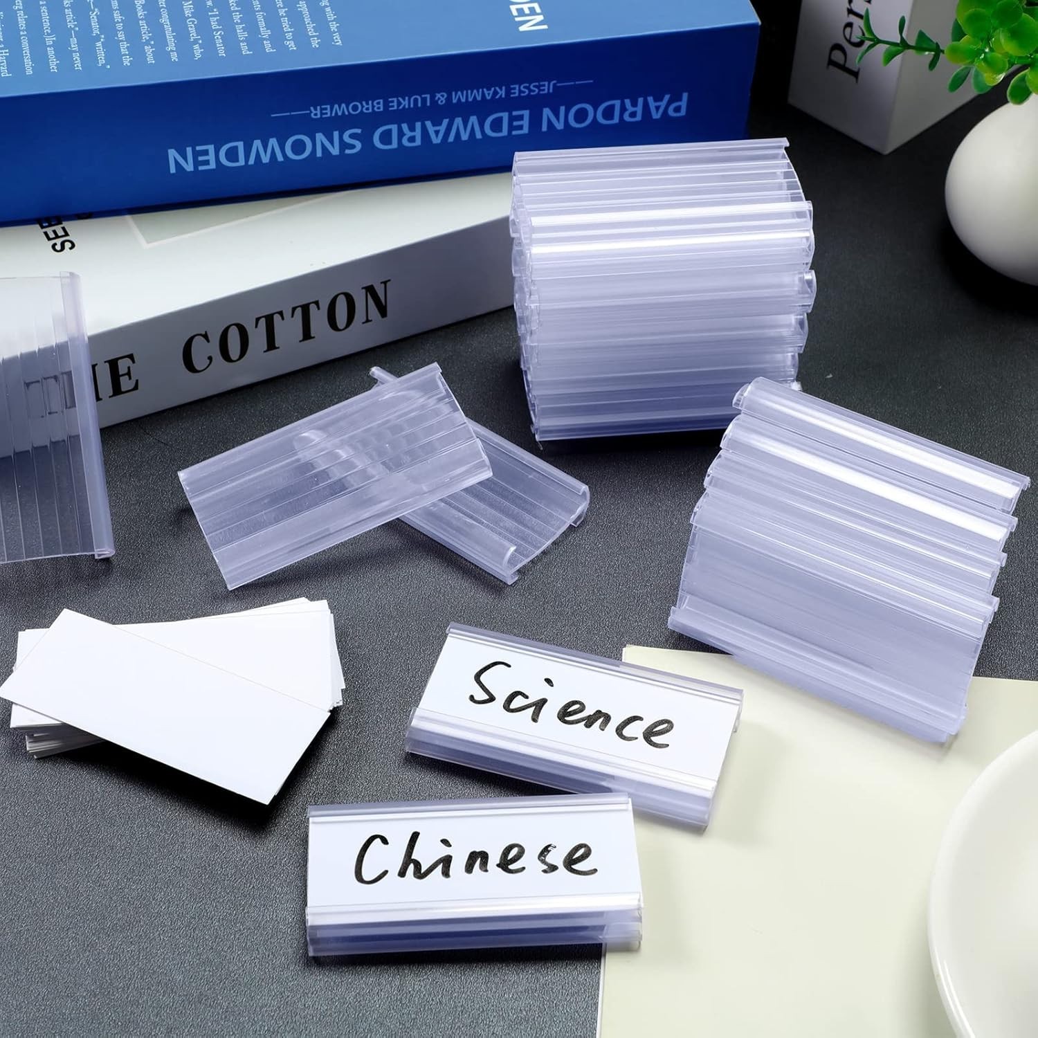 100 Pcs Plastic Wire Shelf with 100 Pcs Paper Inserts Wire Rack Label Holder …