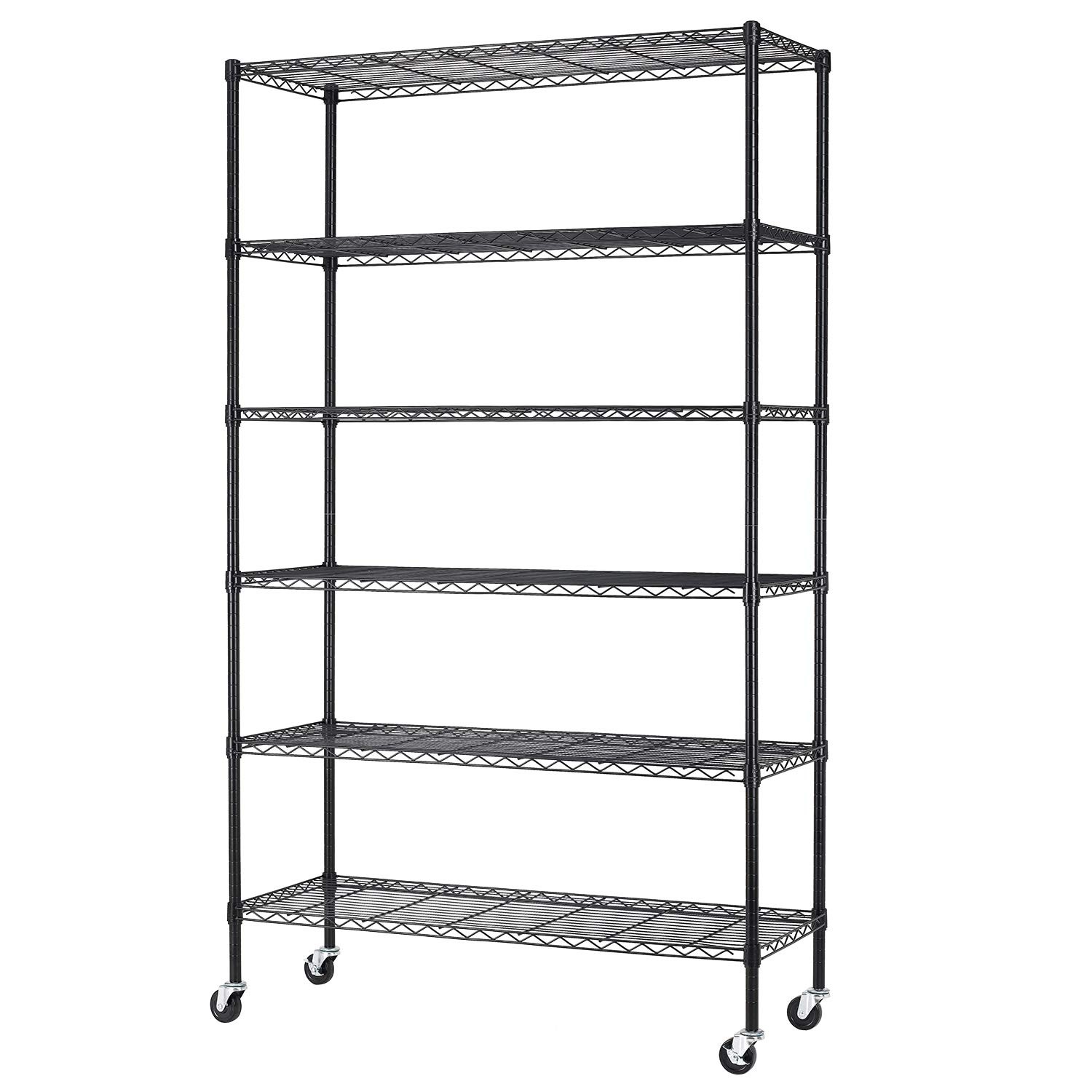 BestMassage 82″x45″x18″ 6 Tire Wire Shelving Unit 18″D x 45″W x 82″H, Black