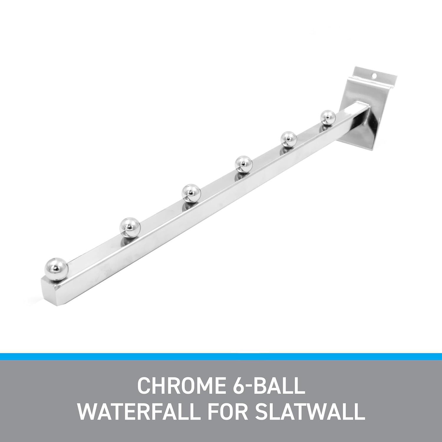 Set of 24 Waterfall Faceout 6 Ball Slatwall Slat Grid Chrome Square Tube