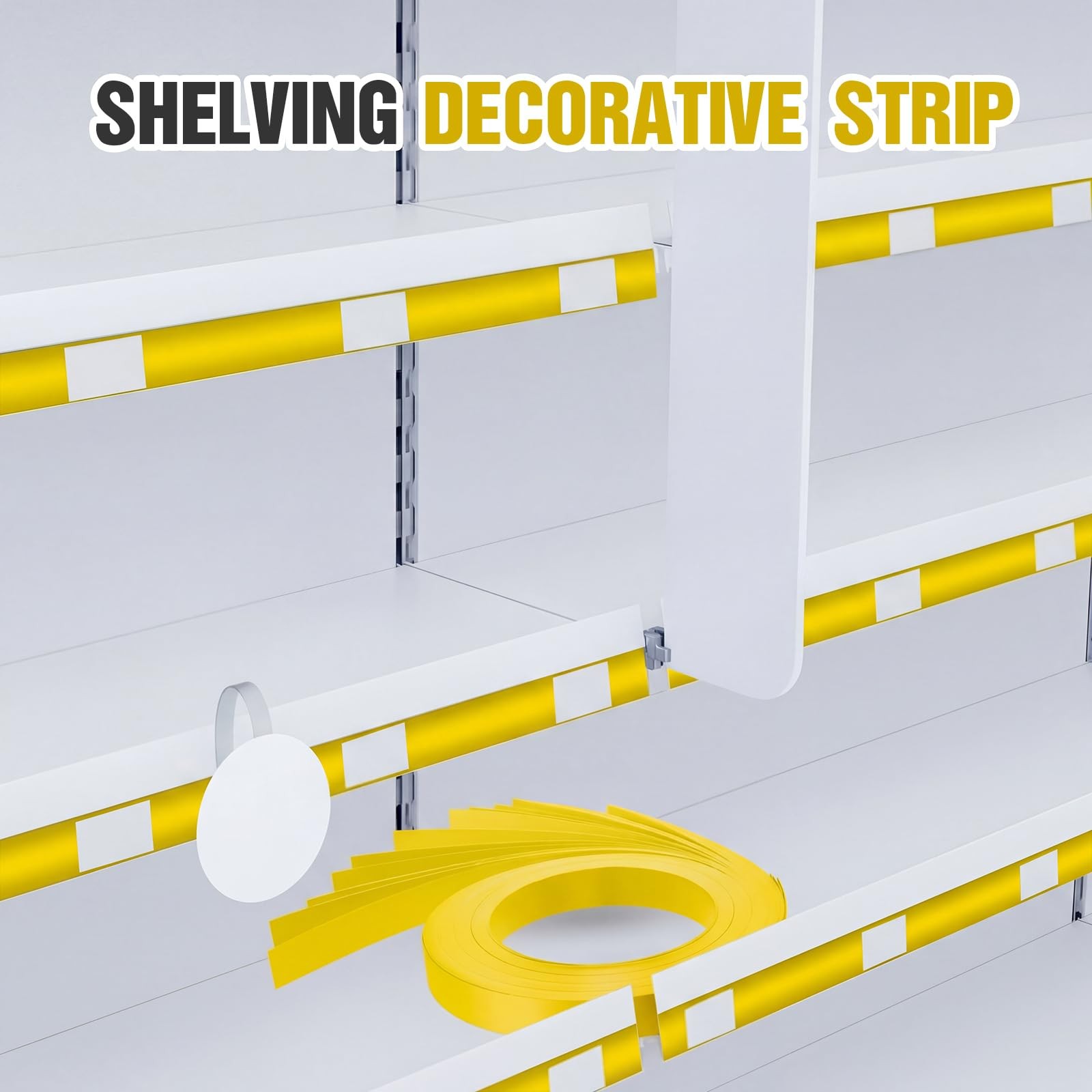 100 Pcs Yellow Shelf Insert Strips 48 Inch C Channel Vinyl Decorative Retail