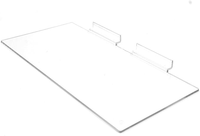 25 Slatwall Shelves Shelf Shoe 12″ x 6″ Flat Styrene Clear Acrylic Slat Grid
