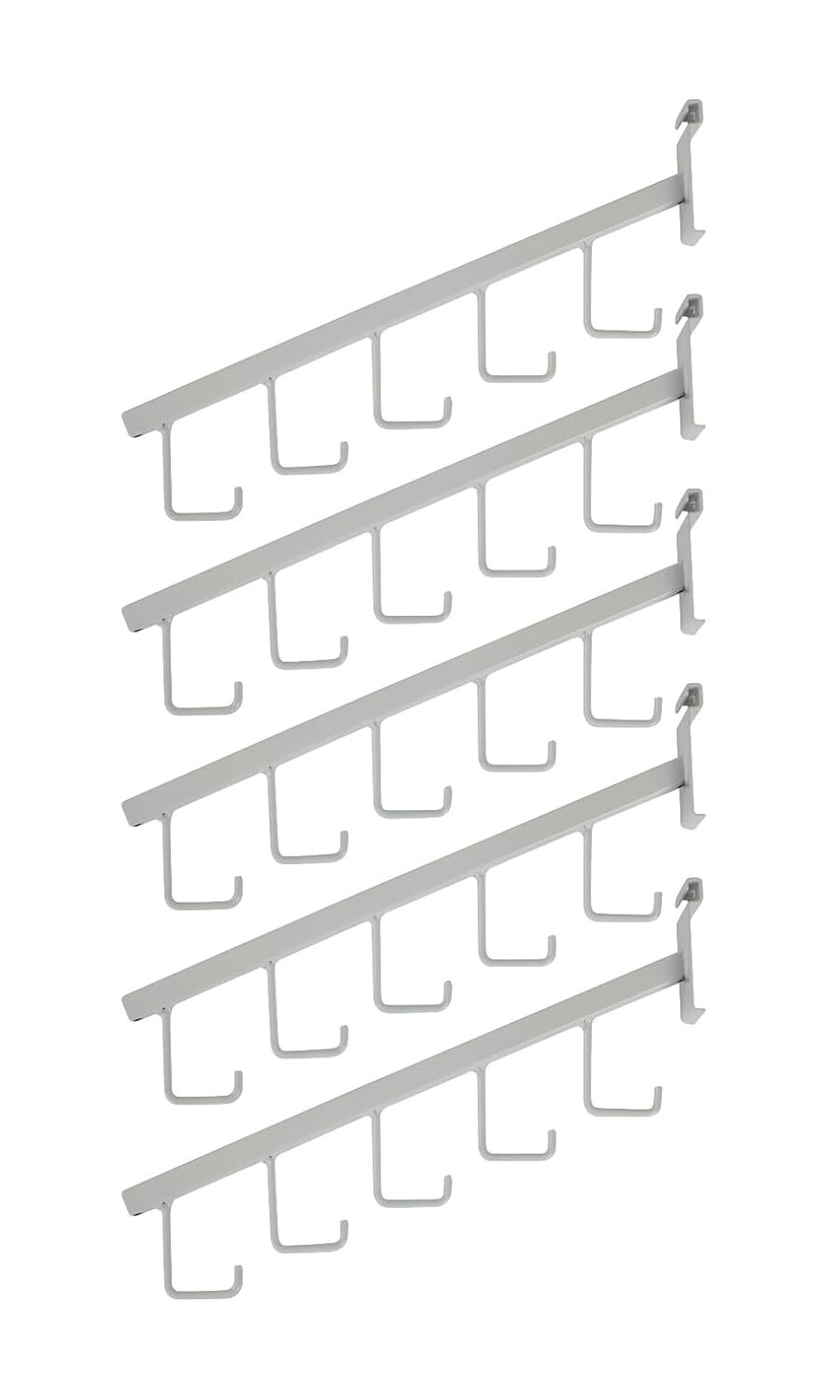 Lot of 5 White J-Hooks Waterfall Faceout Grid Wire Slat Purse Handbags J Hook