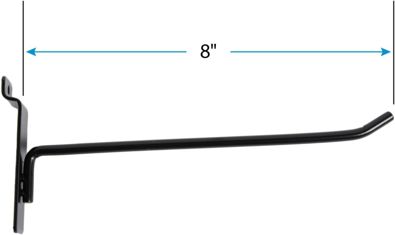 50 Black 8″ Slatwall Peg Metal Hooks Slat Wall Display Faceouts Peg Slat Wall