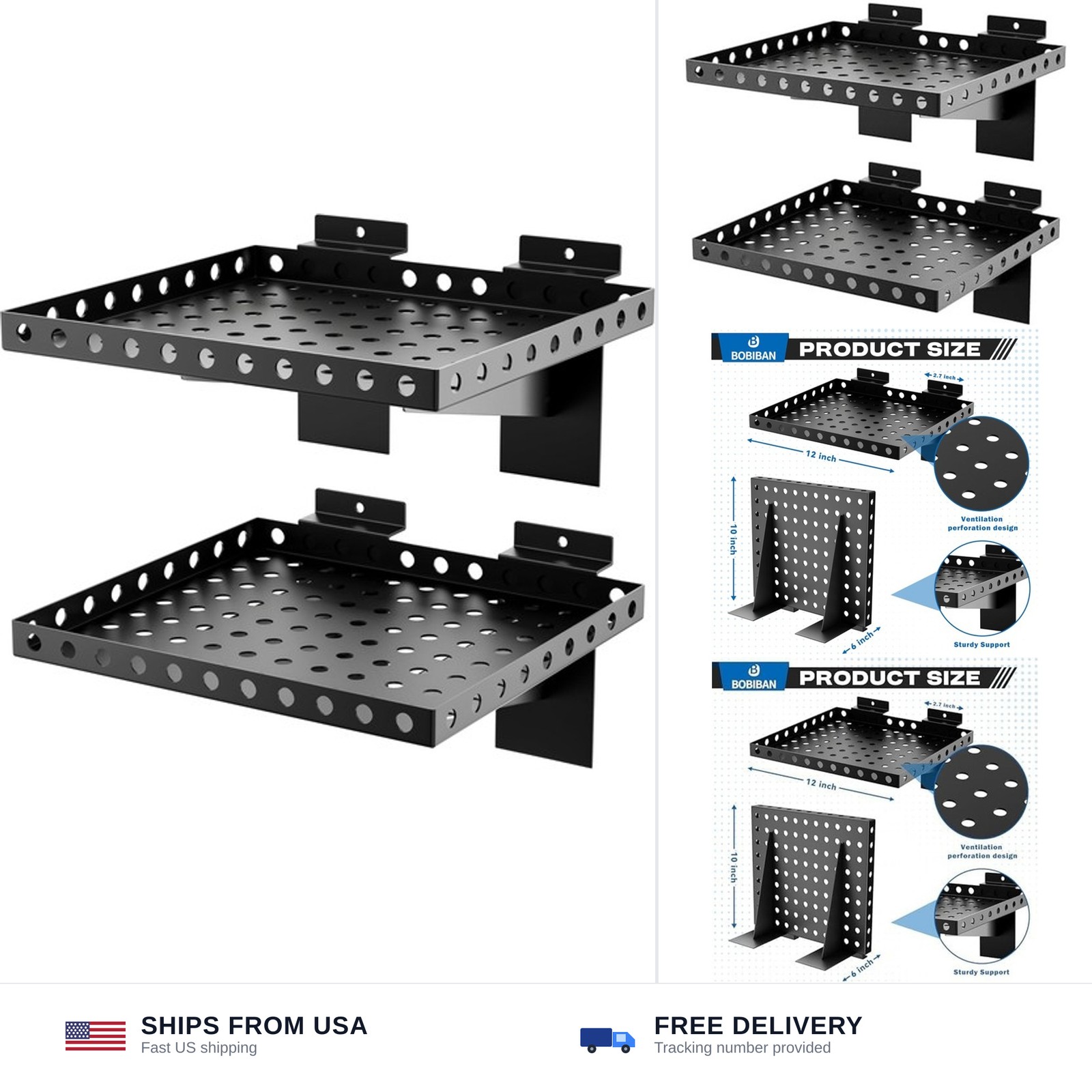 2 Pack Slatwall Shelves, Heavy Duty Metal Slat Wall Shelf for Retail, Garage,…