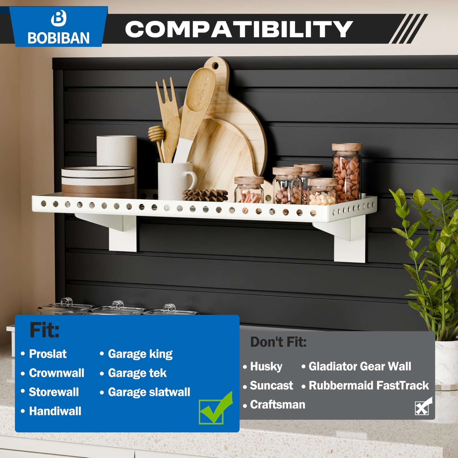 2 Pack Heavy Duty Slatwall Shelves 10 X 24 Inch, White