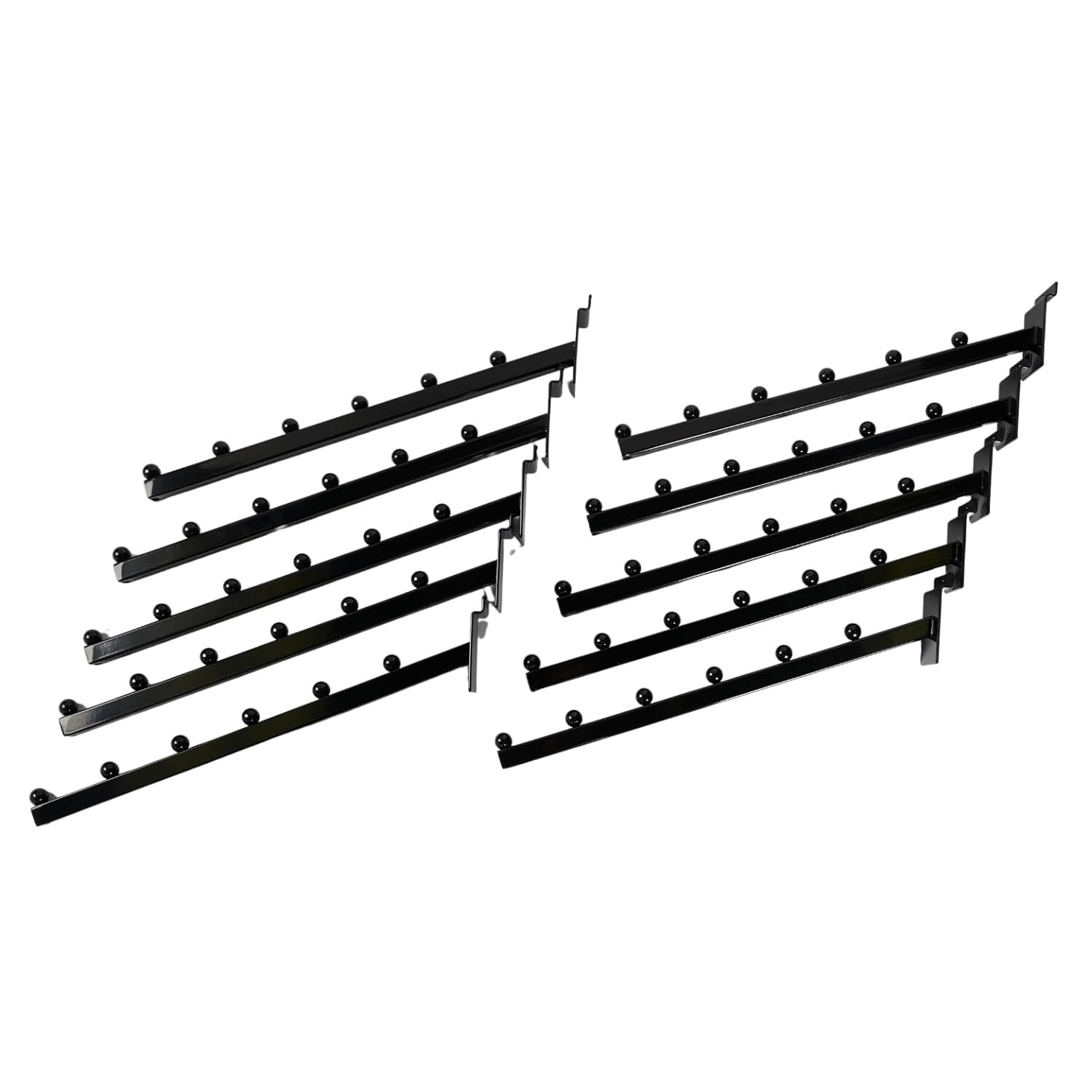Set of 10 Slatwall Waterfall Faceouts Black 6 Ball Cascading 1″ Square Tube