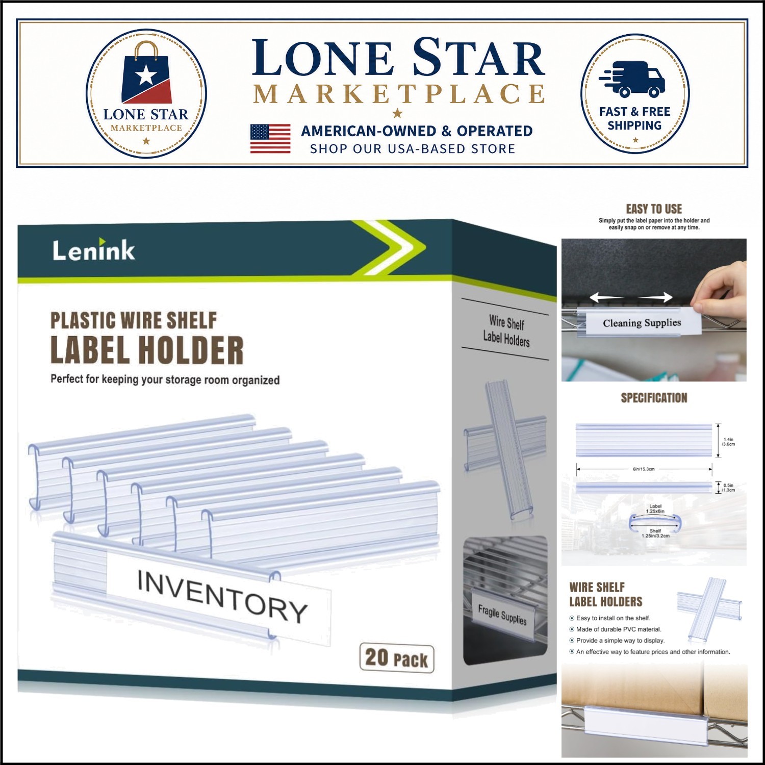 20Pcs Transparent Wire Shelf Label Holders for Metro & Nexel – Easy Clip-On