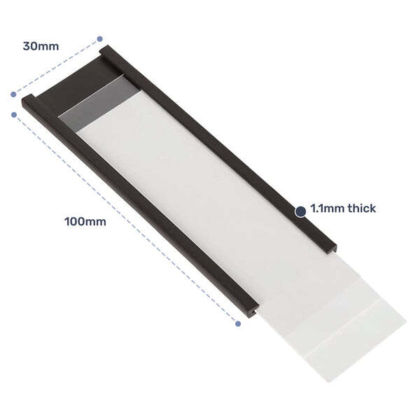 10X Magnetic Racking Shelving Label (100mm x 30mm) Incl. Plastic Cover & Paper