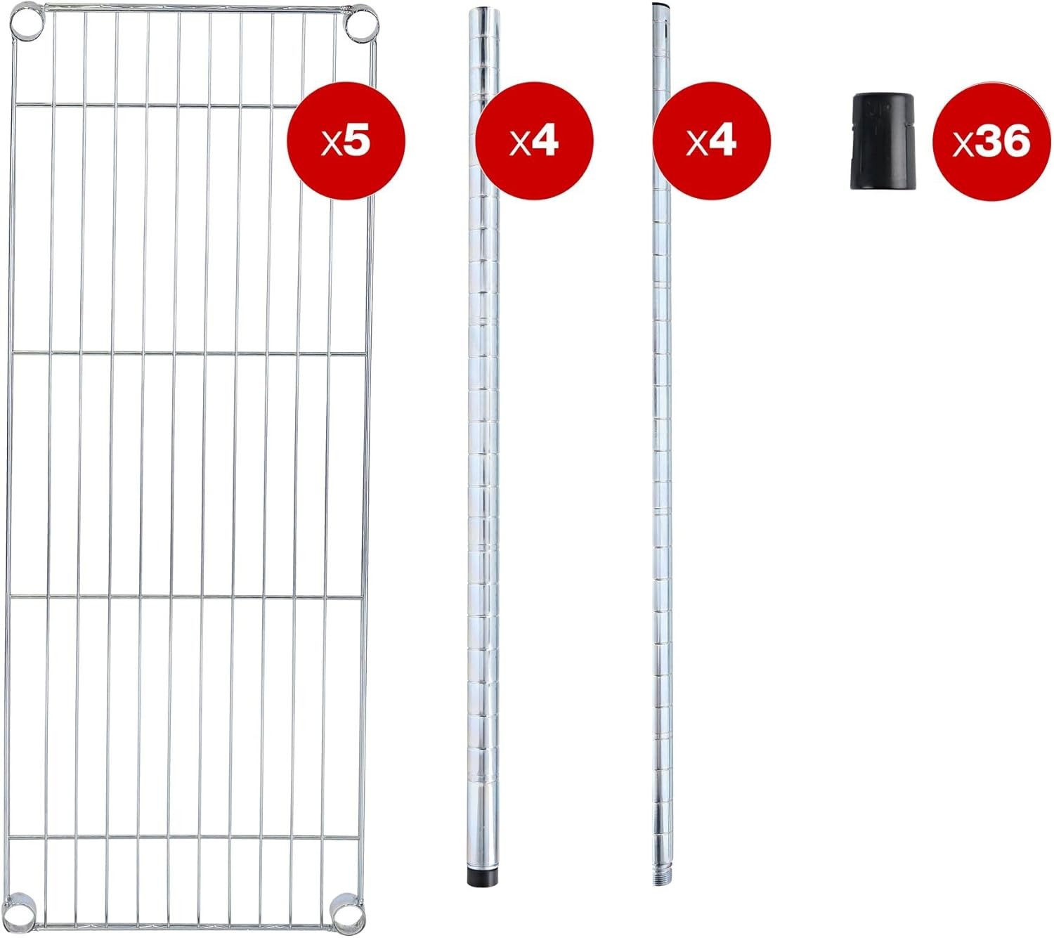 ALE Residential Wire Shelving Four-Shelf 36w x 14d x 54h Silver