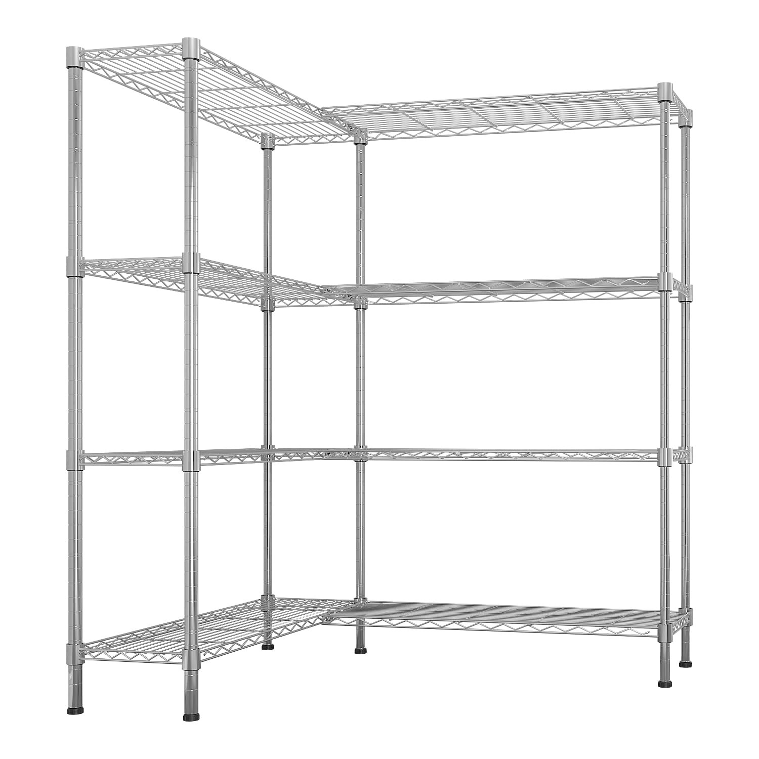 58”W Adjustable Storage Shelves,1200LBS NSF Wire Shelving Unit, 4-Tier Black