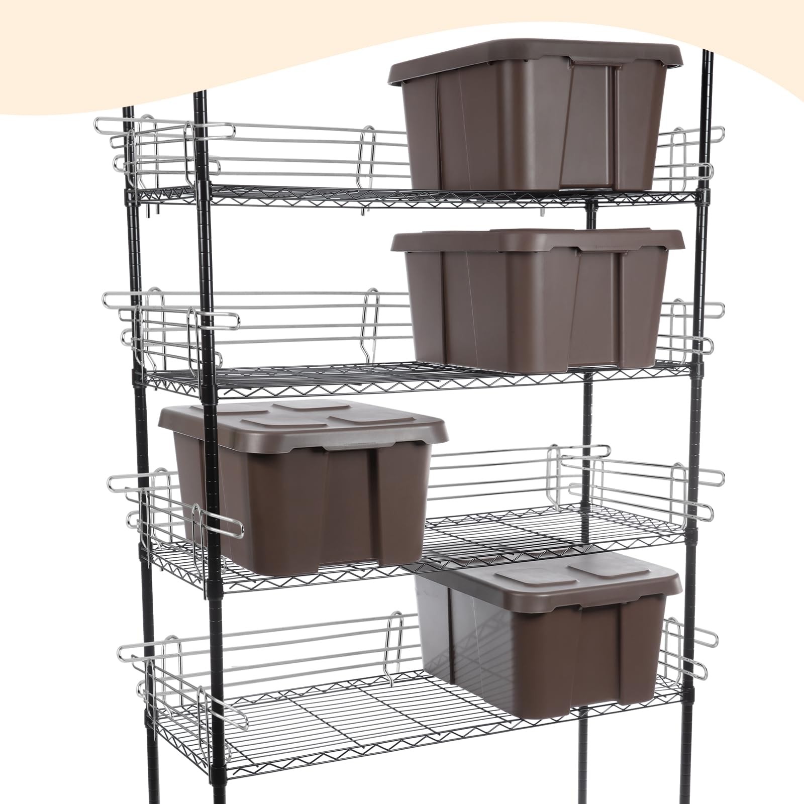 MorningRo 4 Pcs Chrome Wire Shelf Ledge 14″ L x 5″ H L X H, Silver