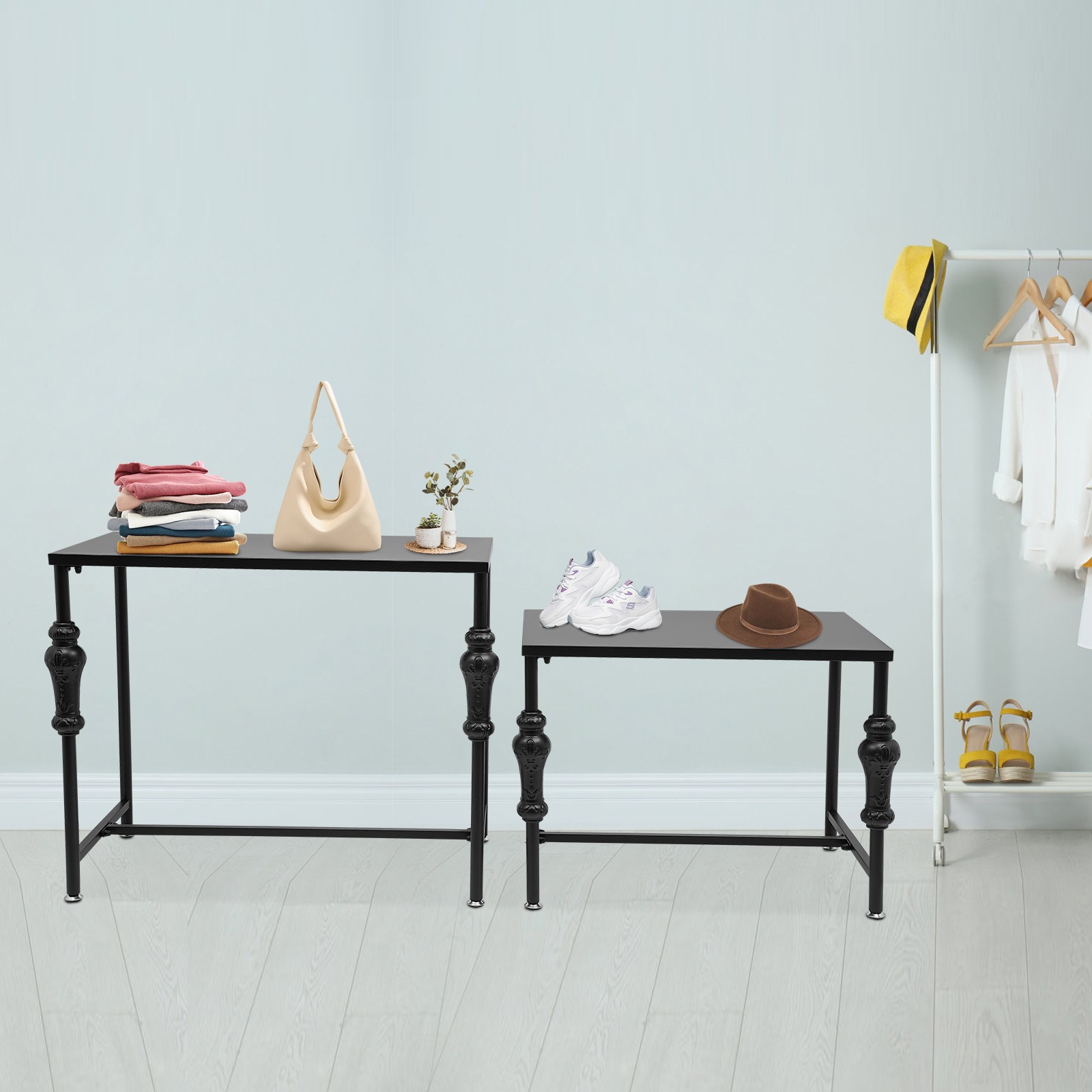 Industrial Retail Table Display Stand Bag Display Rack Shoes Rack Shelves