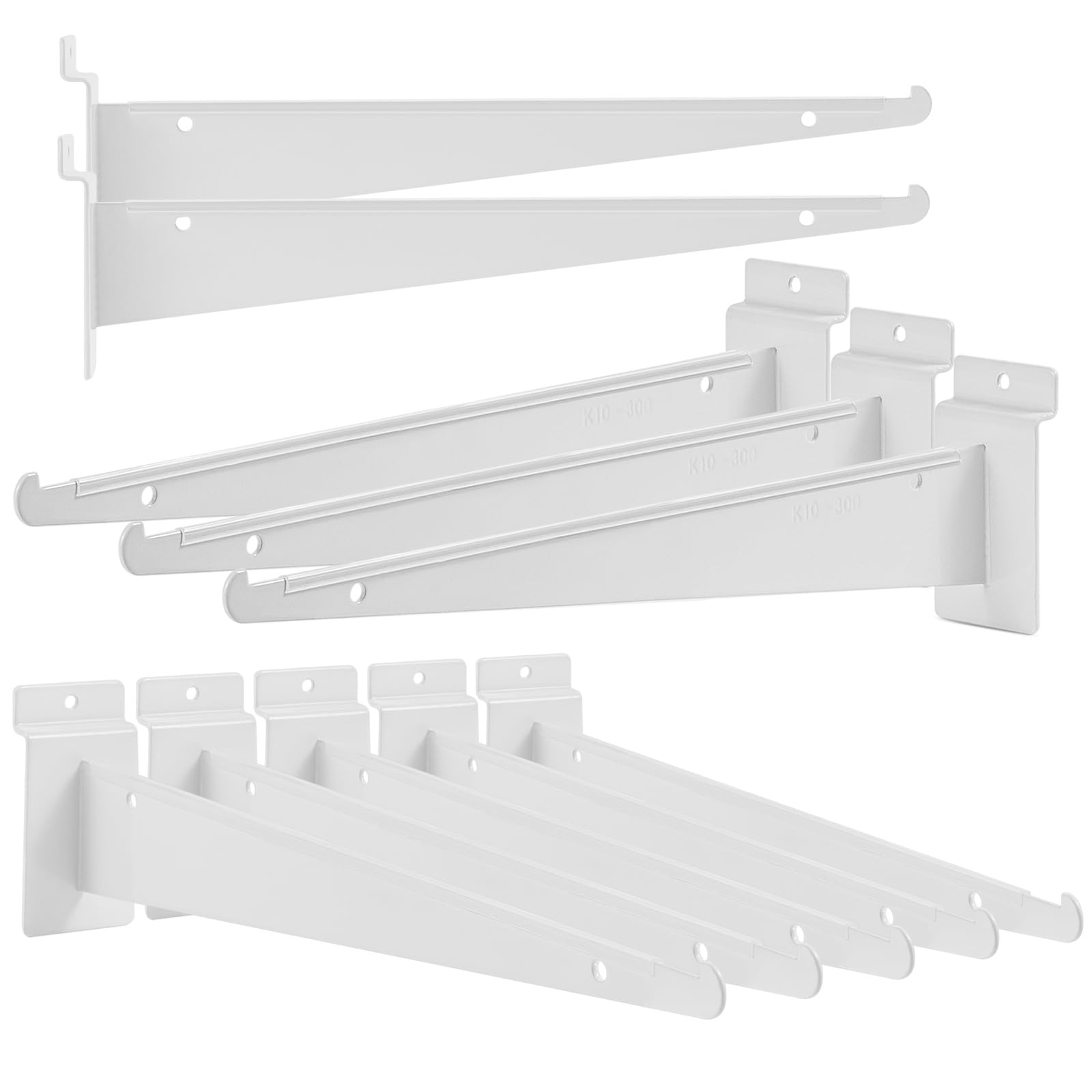 10 Inch Slat Wall Knife Shelf Bracket 10 Pack Heavy Duty White Lip Support