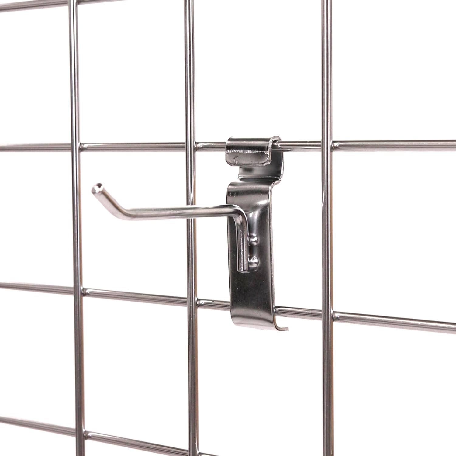 4″ Wire Grid Hooks Peg Gridwall 100 Chrome 6mm Tubing Retail Display 3″ OC