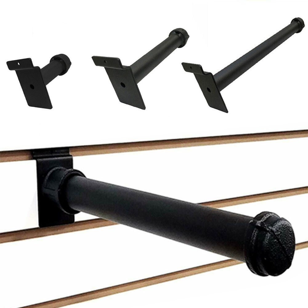 3″ 6″ 12″ Black Slatwall Pipe Straight Faceout Hook Shelf Support – Pack of 6