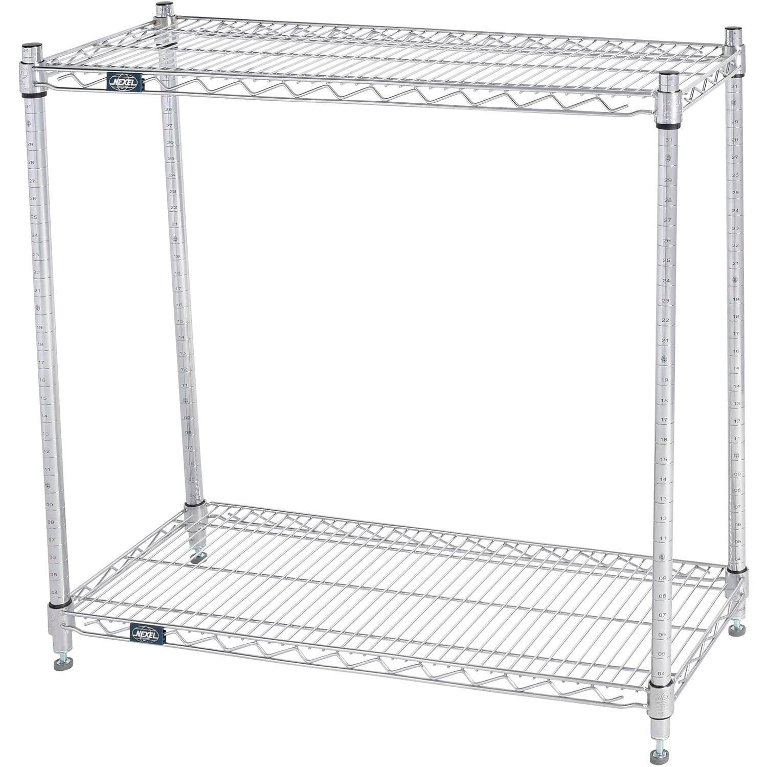 Nexel ESD, 2 Tier, Wire Shelving Starter Unit, 36″W x 12″D x 34″H 2, Chrome