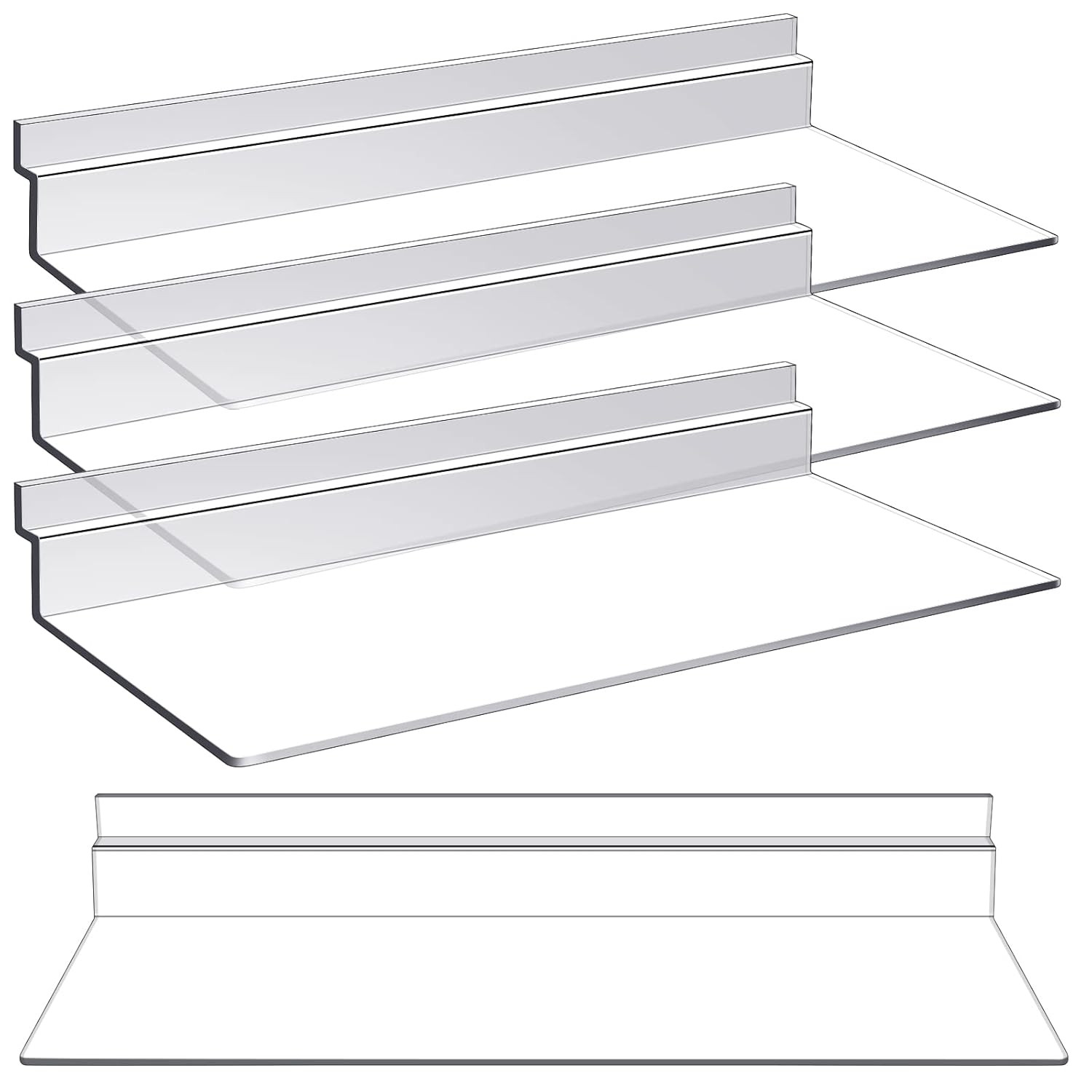 4 Pack 4 X 10 Inch Slatwall Shelves Hanging Accessories Clear Slatwall