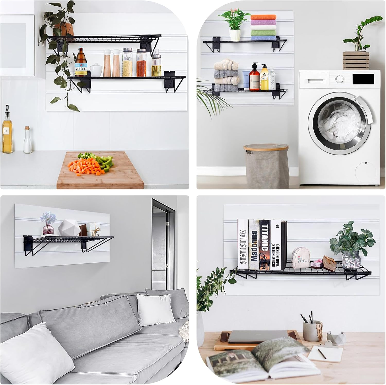16 Inch Width Slatwall Accessories, Heavy Duty Gargage Storage Slatwall Shelves