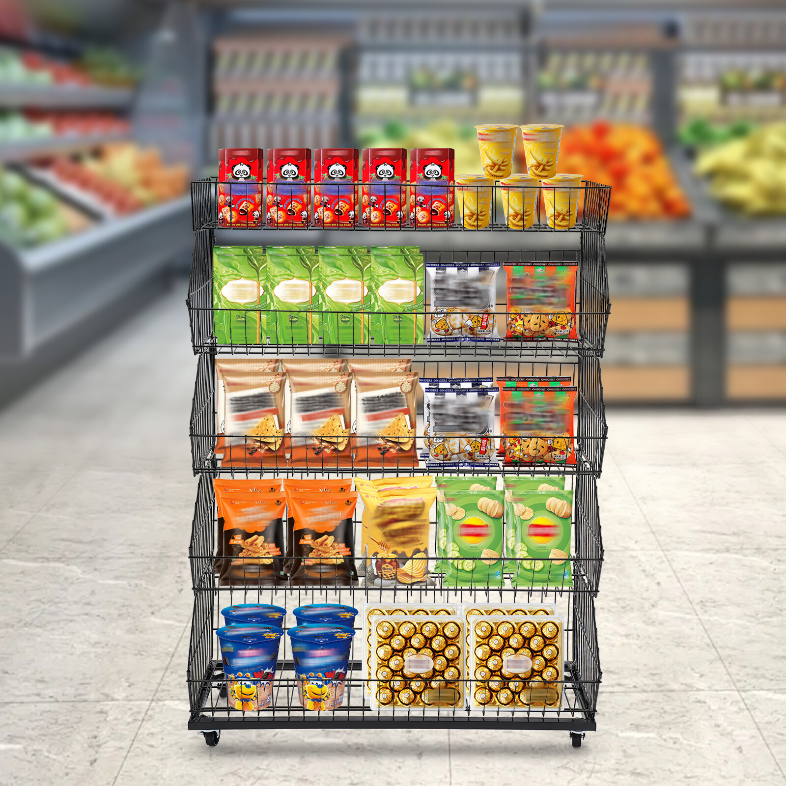 5 Tier Wire Grid Retail Display Shelf Merchandise Display Rack Stand 90*43*136cm