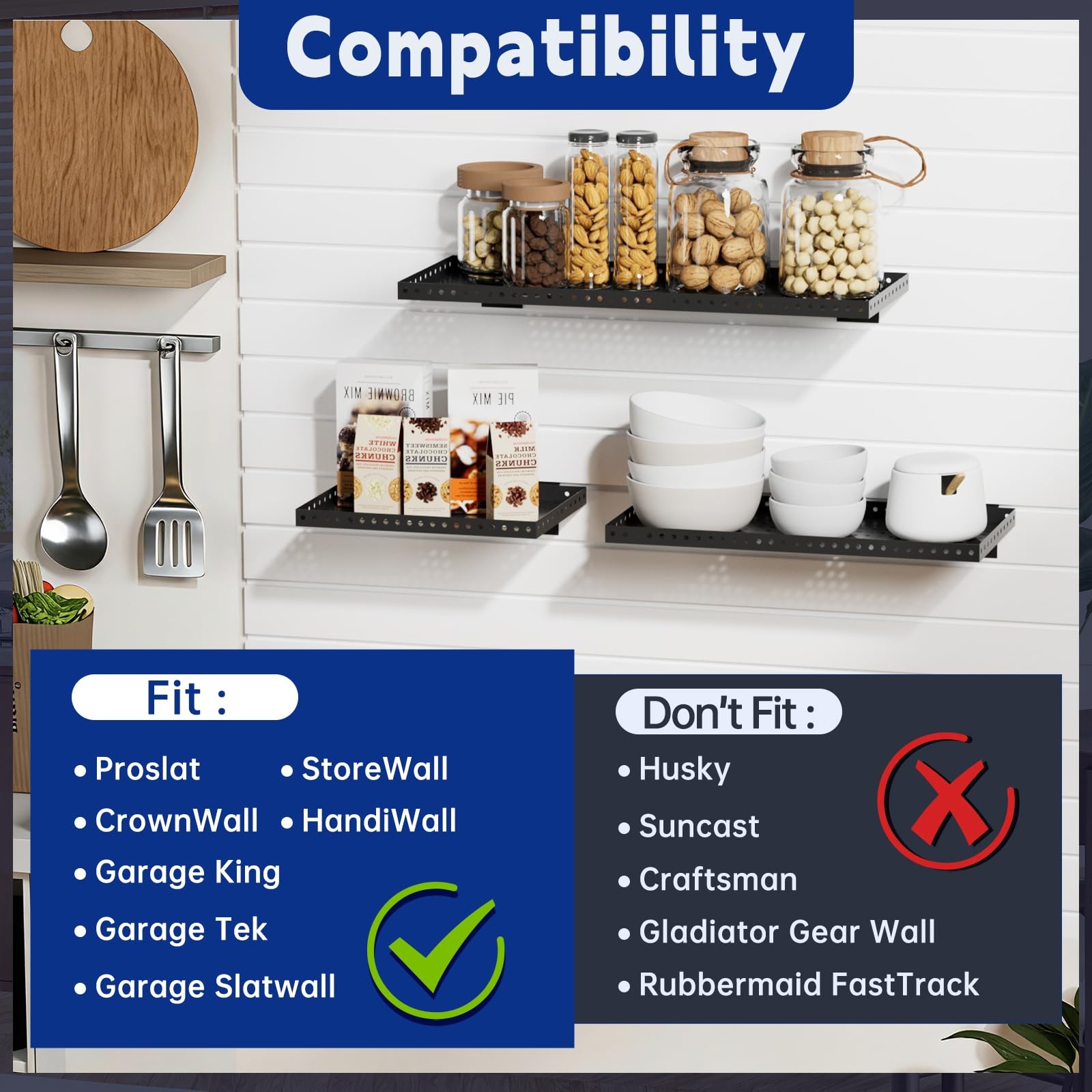 Durable 24×12 Inch Steel Slatwall Shelves for Garage & Retail Storage (2-Pack)