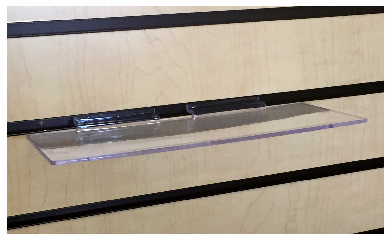 Set of 20 Clear Slatwall Shoe Shelves 10 Inches Wide x 4 Inches Deep