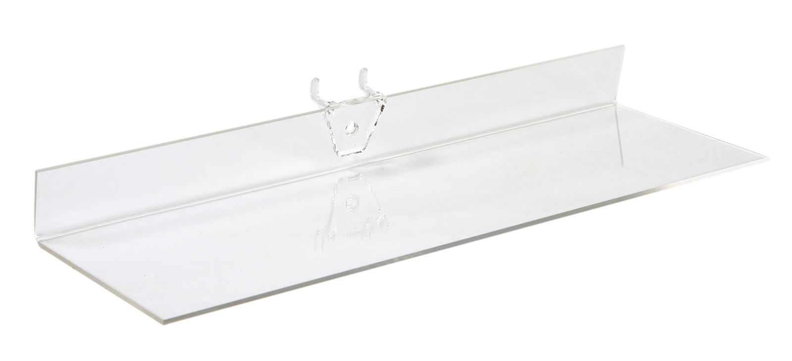 2 Acrylic Shelves ¼” Pegboard 12” Long x 4” Wide Clear Shelf Shoe Display