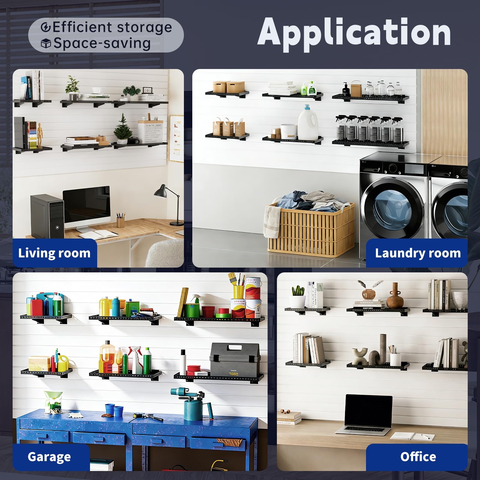 Durable 24×12 Inch Steel Slatwall Shelves for Garage & Retail Storage (2-Pack)