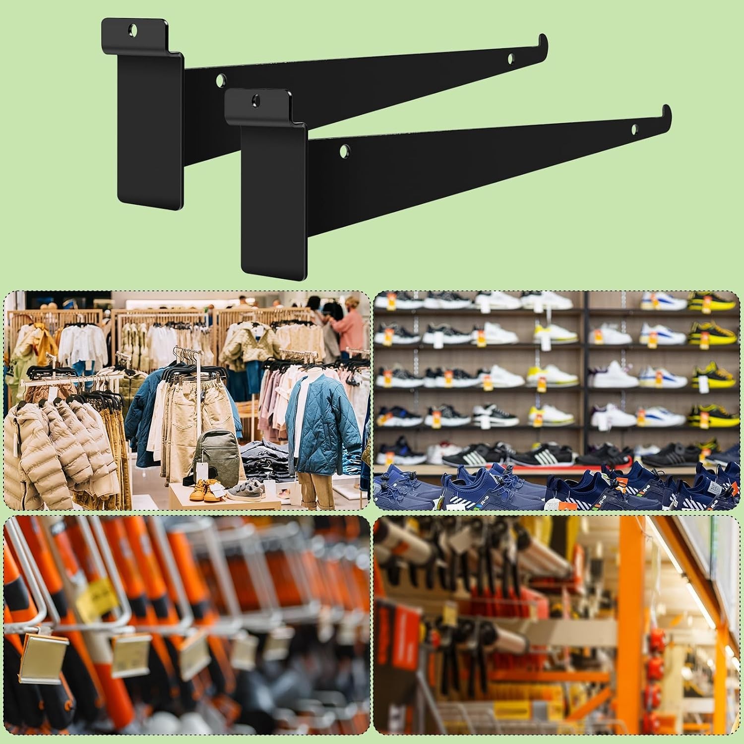 Stylish Black 16-Inch Slatwall Brackets (14-Pack) for Home & Business Displays