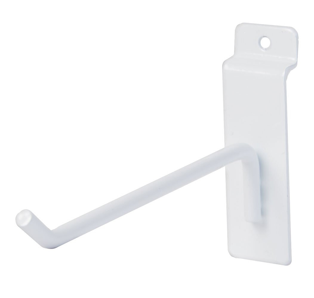 Lot of 50 6″ Slatwall Hooks White Peg Slat Wall Retail Display 6mm Tubing Metal
