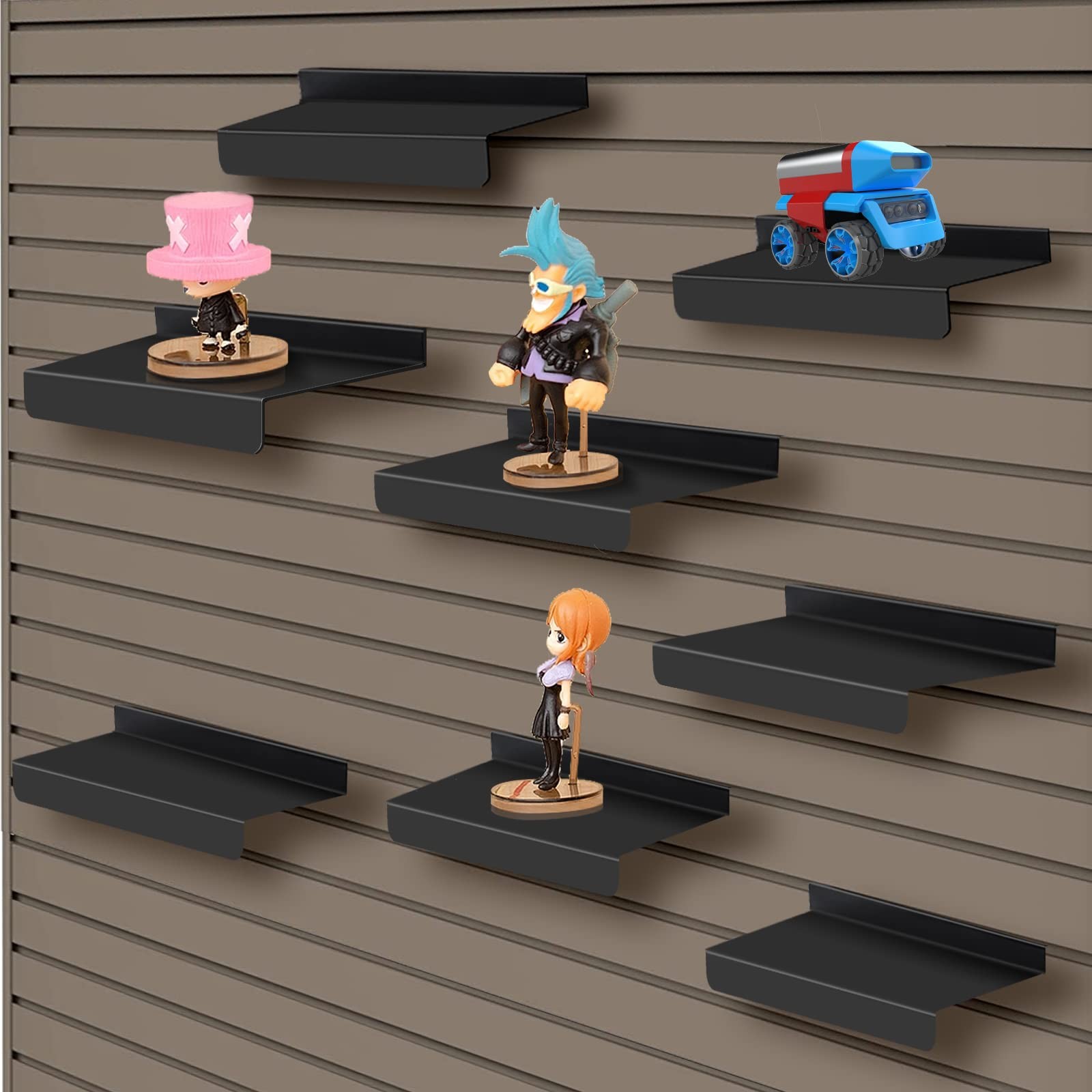 10X4.3 Inch Slatwall Shelves Set of 8, Metal Slat Wall Shelves Accessories, B…
