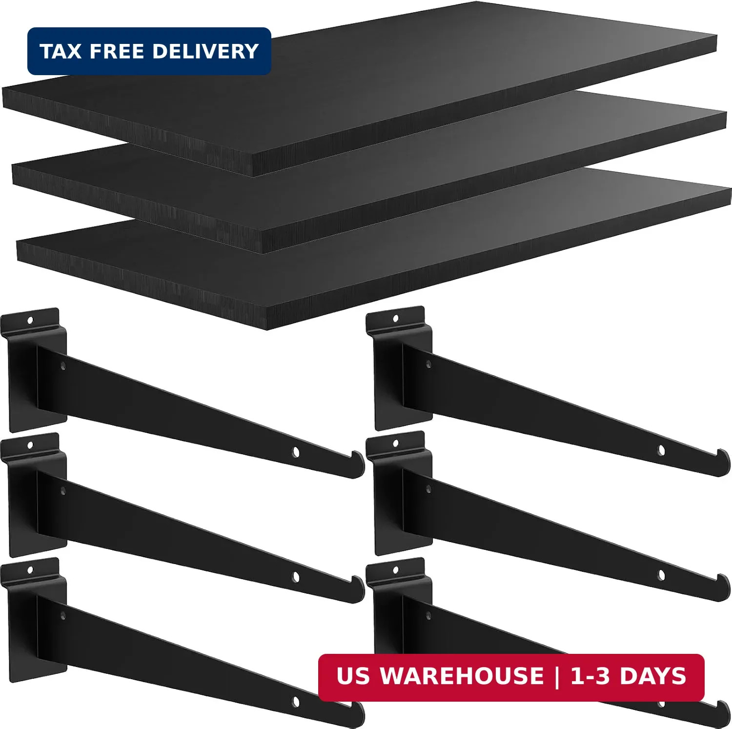 3 Pack Wooden Slatwall Shelf, 24 X 12 Inch Slatwall Shelves with Metal Bra