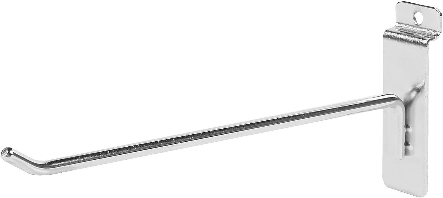 50 Chrome 8″ Slatwall Peg Hooks Slat Wall Retail Display 6mm Diameter Tubing