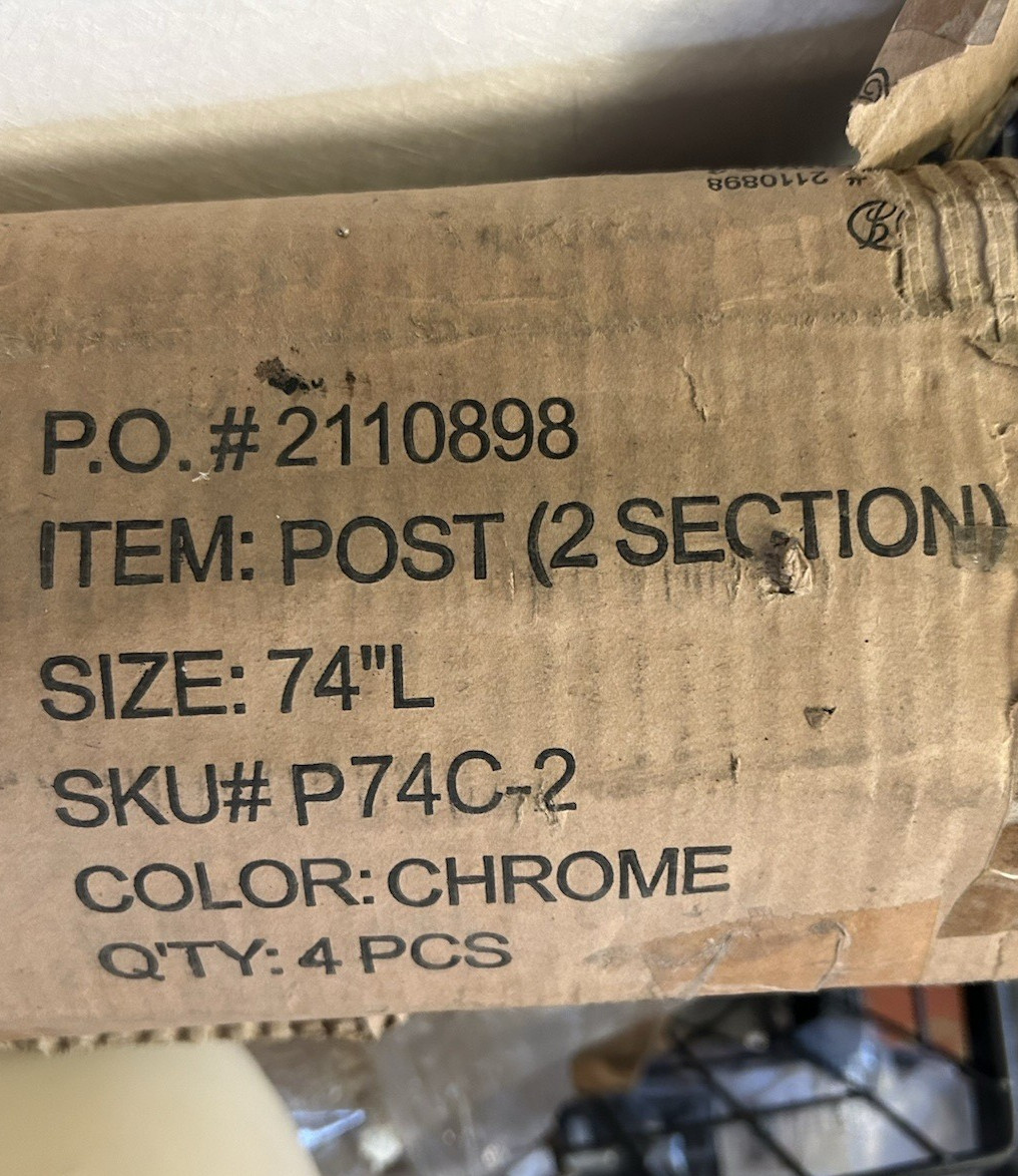NEW 74C-2 CHROME POST (2 SECTION) 74″ L,4 PCS