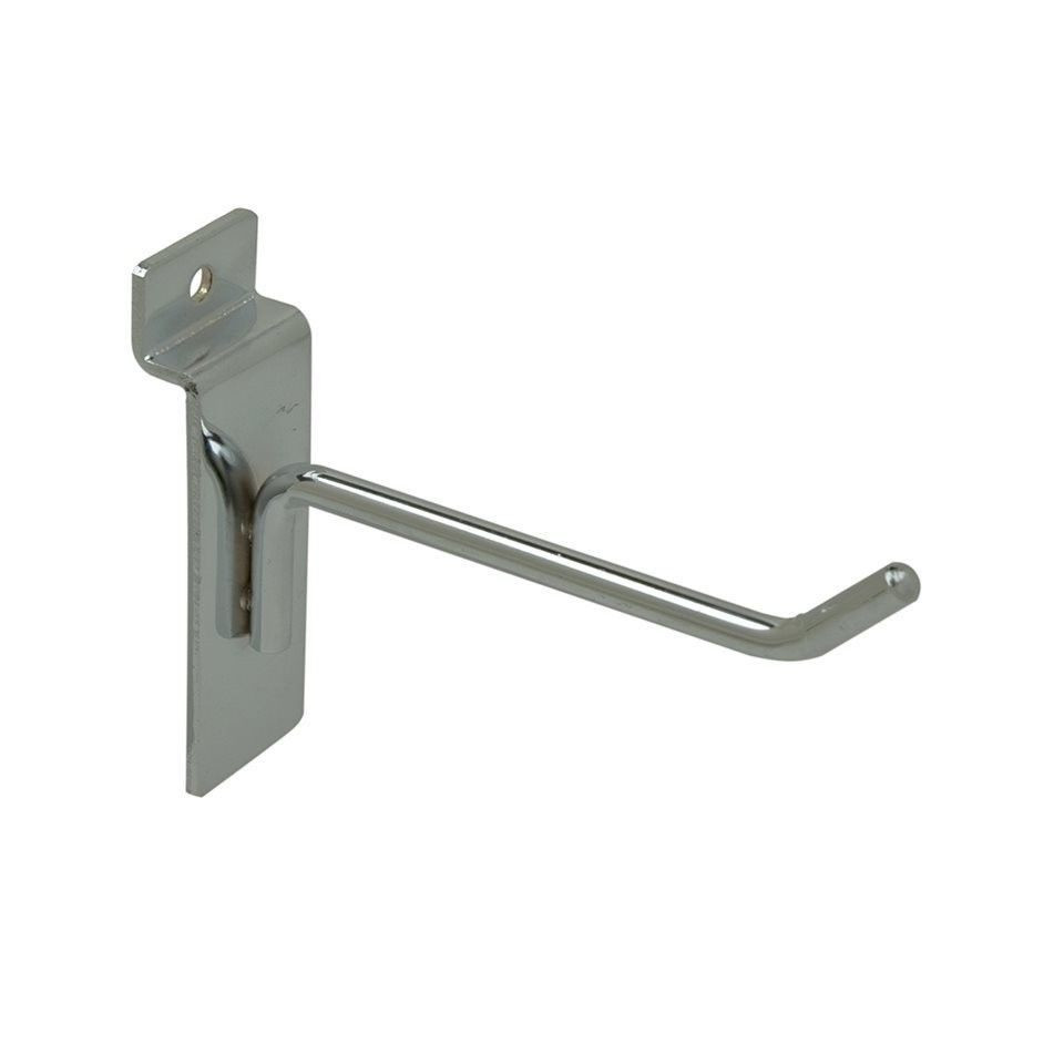 Slatwall Peg Hooks 100 Chrome Metal 4″ Slat Grid Wall Display 6mm Dia. Tubing