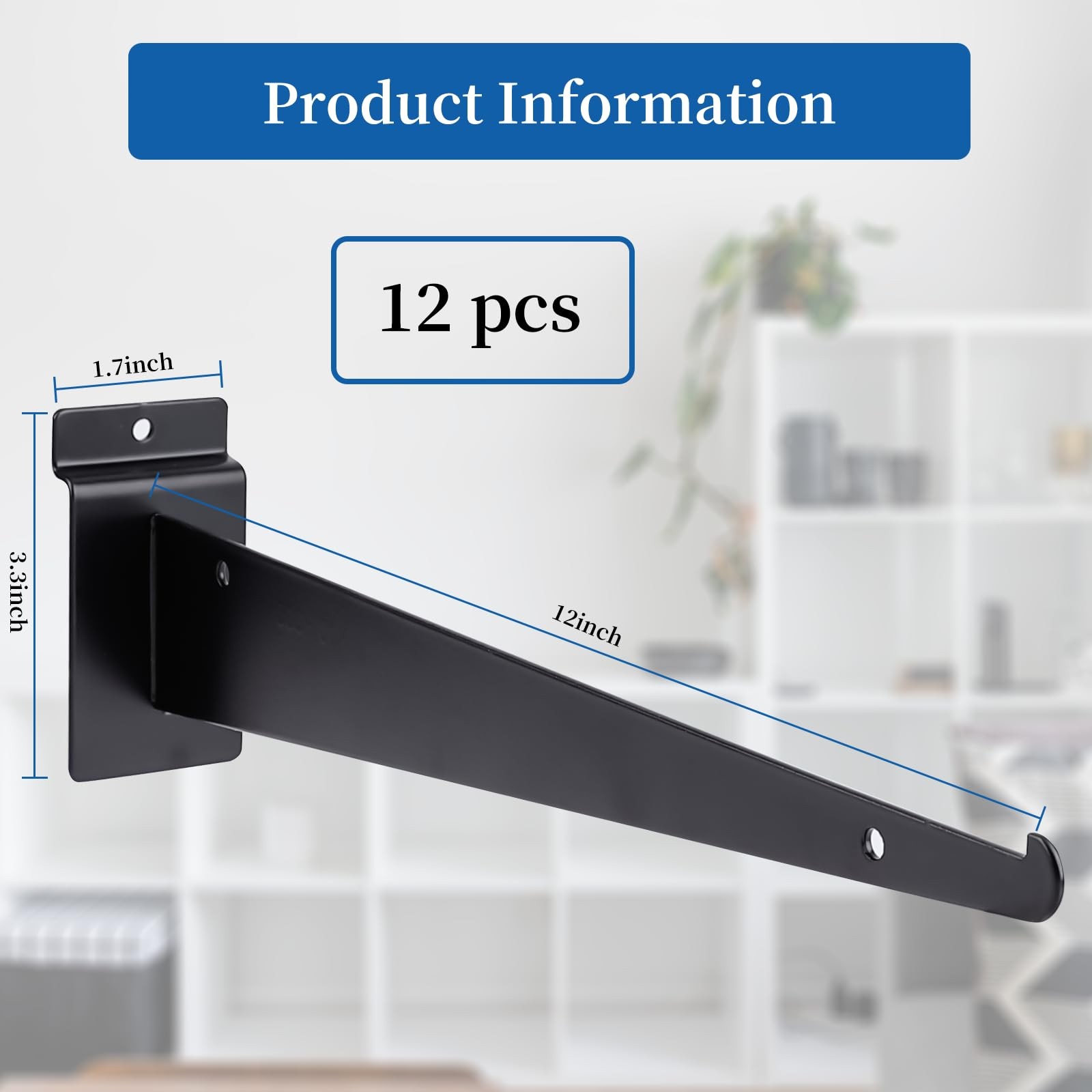 12 PCS Slatwall Shelf Brackets Metal Slat Wall Brackets With Lip Hardware